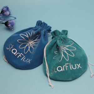 Sliver Printed Logo Fidget Spinner Velvet Drawstring Bag