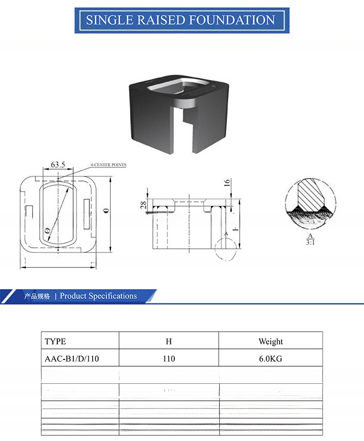 Durable Container Support 20' Length DNV GL Certified Container Lashing Equipment ISO Single Raised Container Foundation