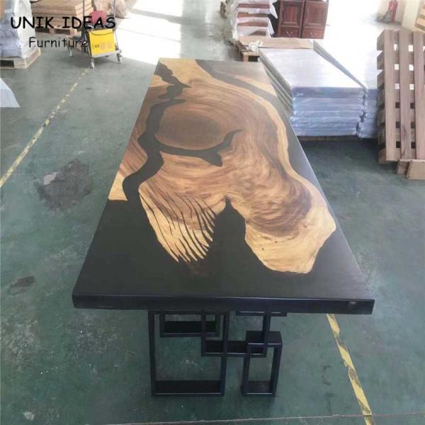 Quality Walnut  River Run Tabletop Epoxy Resin Live Edge Slab Dining Table Top European for sale