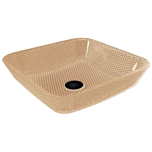 105mm Height Modern Hand Wash Sink Lacquered Light Tea Color Square Counter Top Basins