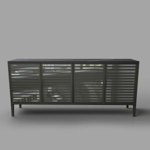 Customized Glass Aluminum Frame Furniture Wine Side Cabinet