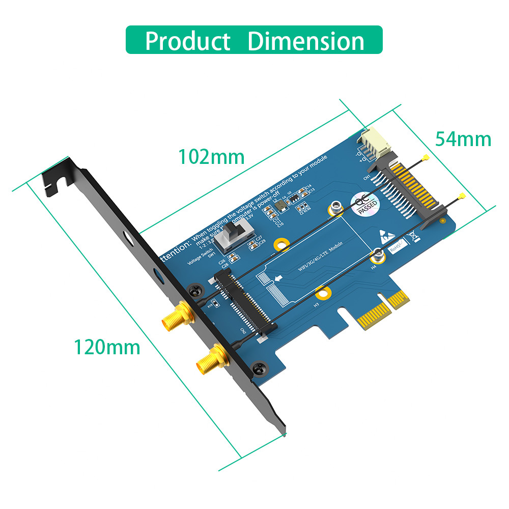 Mini PCI-E PCI Express to PCI-E 1x Adapter for WiFi and 3G-4G-LTE card