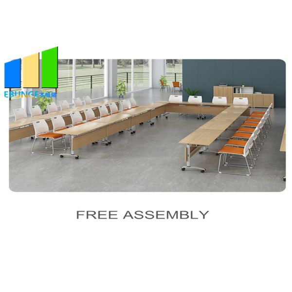 Meeting Room Folding Stackable Conference Tables Executive Computer Office Desks With Drawer
