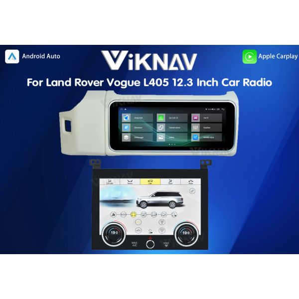 Viknav 12.3 Inch Touch Screen Car Radio And AC For Land Rover Range Rover Vogue L405 2013-2017 Multimedia Player GPS Navigation Head Unit (White All)