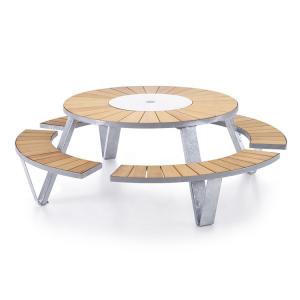 China High Quality Outdoor Garden Picnic Table Customized Wooden Picnic Table Stainless Steel Wooden Table Bench on sale