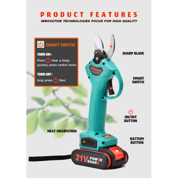 25mm Yard Power Tool 21 Volt Steel Electric Hand Shears For Gardening
