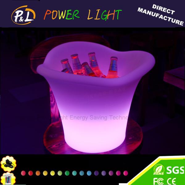 Quality Bar LED Furniture Illuminated Plastic LED Ice Bucket with Remote Controller for sale
