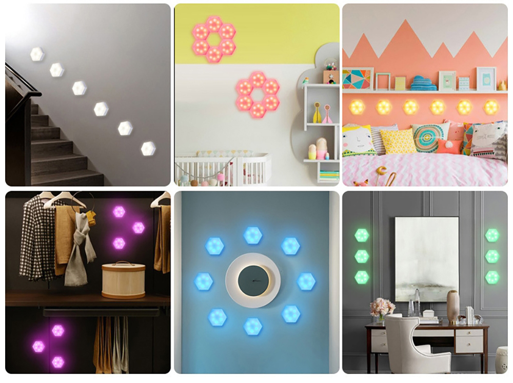 Hexagonal 70LM 4.5VDC Battery Operated Motion Sensor Light Intelligent Control