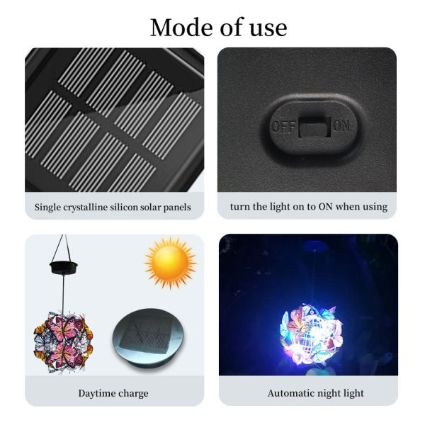 Solar Garden Decorative Light Creative Iron Butterfly Ball Hanging Light Outdoor Garden Square Landscape Atmosphere Hang