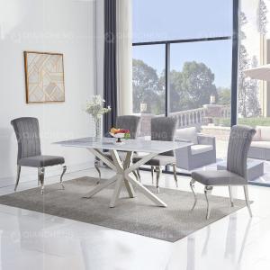 China 180x90x75cm 4 Seater Rectangle Dining Table Marble Top Minimalist Style on sale