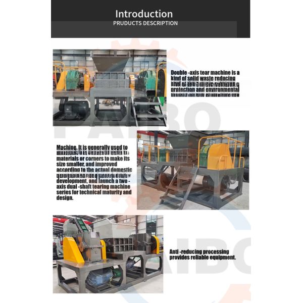 3000kg/h Max.Production Capacity Double Shaft Shredder for Waste Tires and Net Furniture