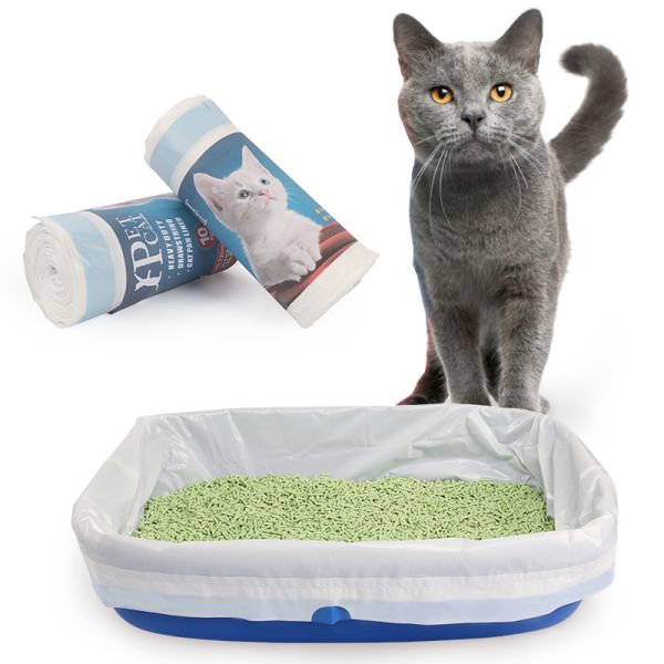 Biodegradable Drawstring Cat Litter Box Liner , 0.013-0.015mm Cat Litter Waste Bags
