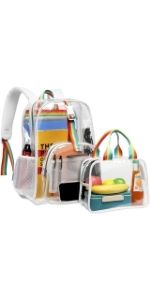 Clear Backpack with Handbag