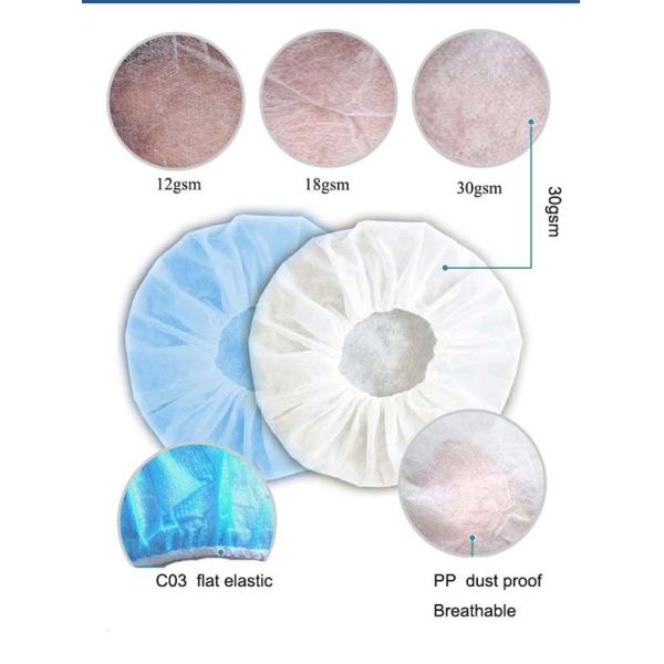 Disposable PP Polypropylene Bouffant Round Cap Non Woven Hair Cap