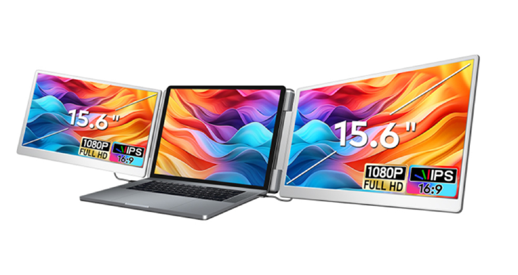 2 * 15.6-Inch Full View FHD Laptop Monitor 16/9 Aspect Ratio 1920 * 1080 IPS High Definition Resolution Type-C 3.1 Interface HDR Support Screen Flip