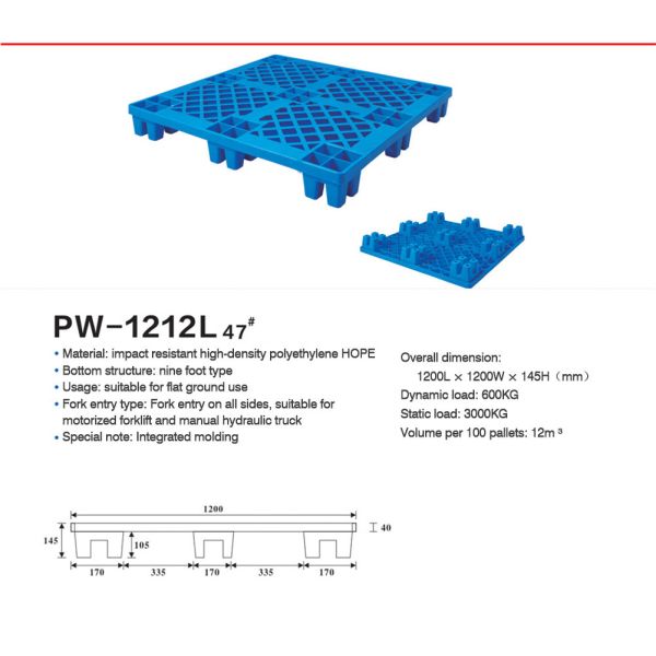 Heavy Duty Euro HDPE Large Stackable Plastic Pallet Reversible Double Sides