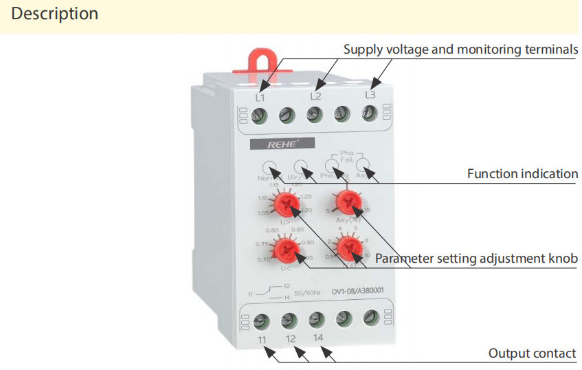 DV1-04 Programmable Voltage Relay Monitoring 3 Phase Voltage Monitor Relay Voltage Device