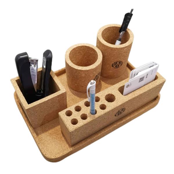 Quality Custom Cork Pen Holder Desk Organizer Set Cork Desk Tray Office Stationery for sale