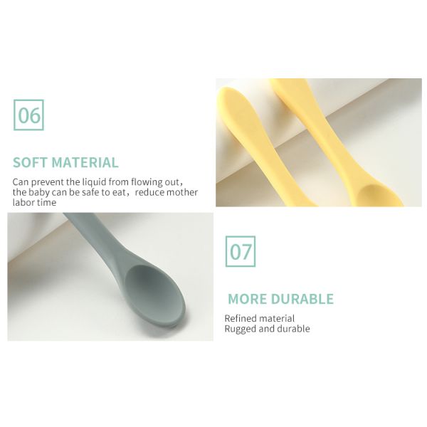 Safe BPA Free Silicone Infant Spoons Non Toxic Microwaveable