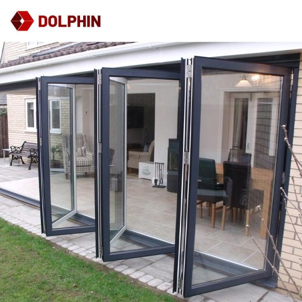 Quality Aluminum Accordion Double Glazed Bifold Doors Thermal Break for sale