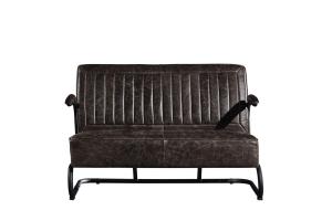 Iron Frame 2 Seater Leather Sofa Metal Legs Solide Wood Armrest Office Application