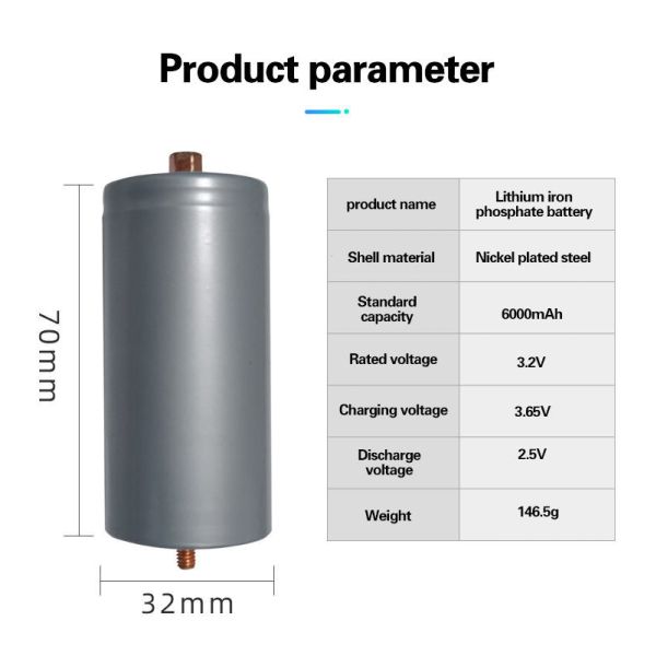 Un38.3 Cylindrical Battery Cell 32700 32650 3.2v 6000mah OEM ODM LiFePO4 Lithium Battery
