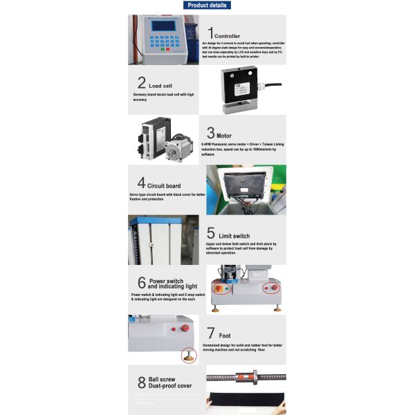Panasonic Servo Motor Rubber Tensile Strength Testing Machine LCD or PC Display
