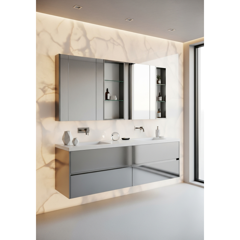 Pearl White Bathroom Vanity Cabinet in 304 Stainless Steel