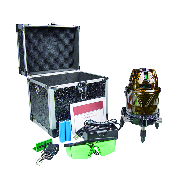 Rechargeable 360 Degree Cross Line Laser Level 8 Line With Charger Adapter