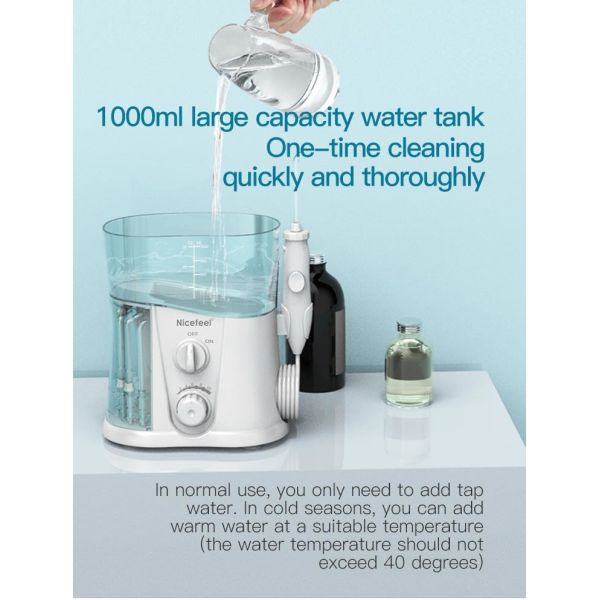 110V 240V Power Tank Water Flosser Cordless 3 Types 2.5mm Nozzle