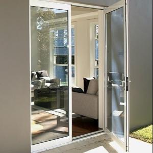 China Waterproof Brown Aluminum Hinged Screen Door Rubber Strip Seal Glass on sale