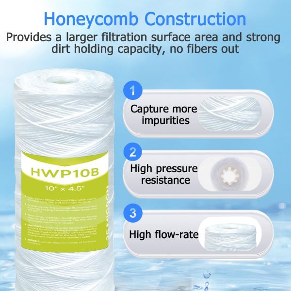PP 28MM String Wound Filter Cartridge for 500L/Hour Productivity in Industrial Sector