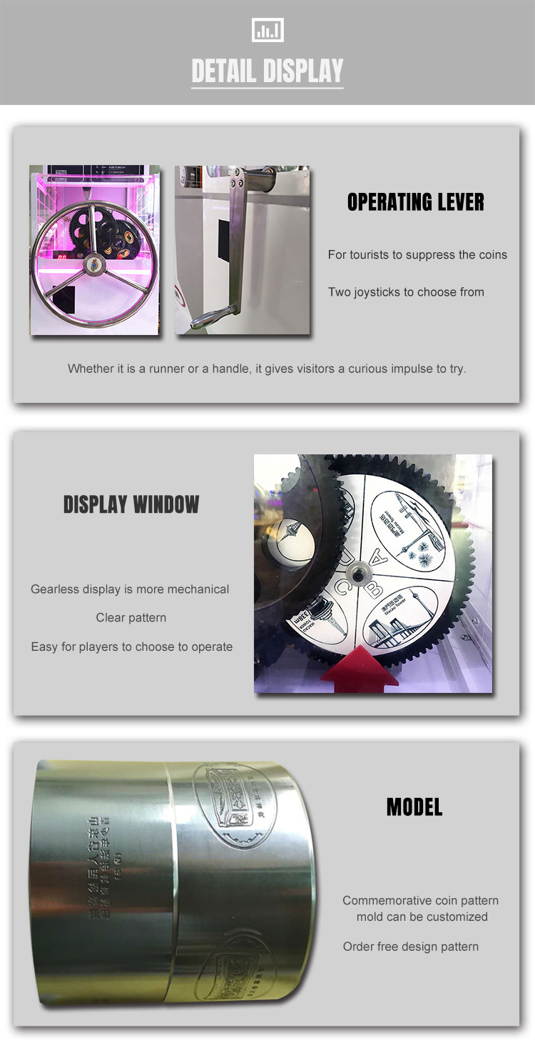 Coin Operated Arcade Game Machine Tourist DIY Souvenir Coin Press Game Machine Museum Penny Video Redemption Machine For