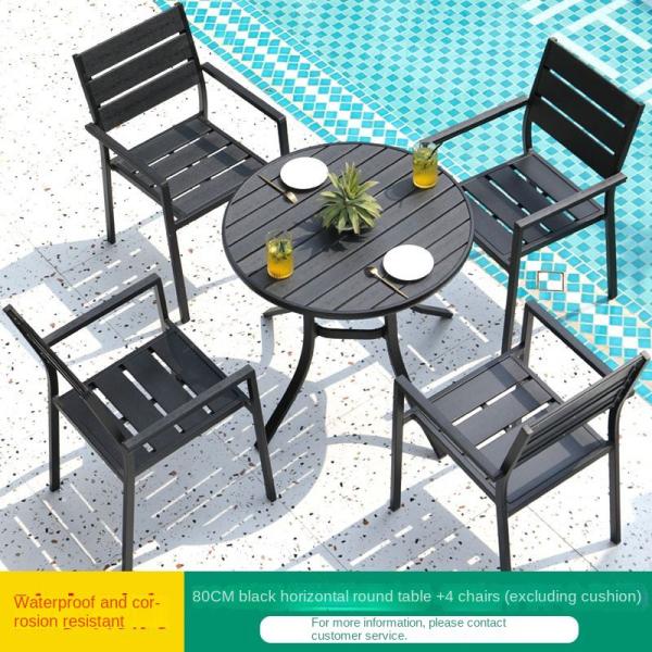 Quality Round Patio Garden Table And Chairs With Aluminium Frame For Restaurant Courtyard for sale