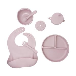 Unbreakable Suction Baby Silicone Feeding Set 5pcs Food Grade With Sippy Cup
