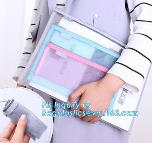 China 600D polyester portfolio file folder, file folder a4 size PVC mesh document bag with zipper cosmetics offices supplies t on sale
