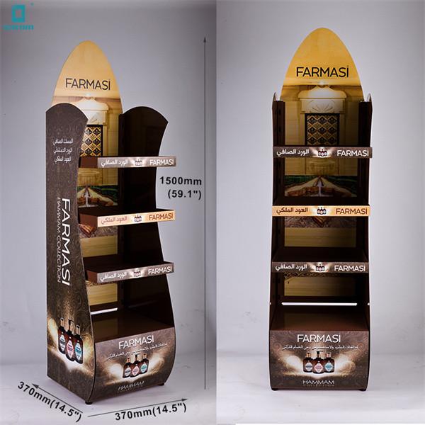 Quality Strong Metal 4 Layers Custom Design Advertising Poster Product Display Stand with wheels for sale