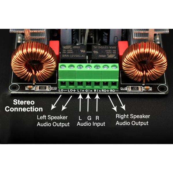2x600W Stereo Digital Power Amplifier Board AC DC Converter with Switching Power Supply Bridged Speaker Protection Board Mount
