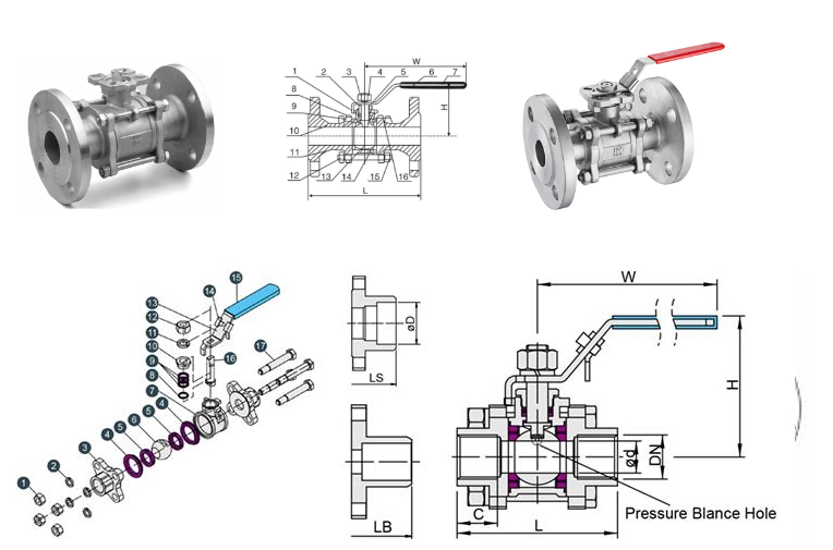 3PC Anti Blow Casting Ball Valve