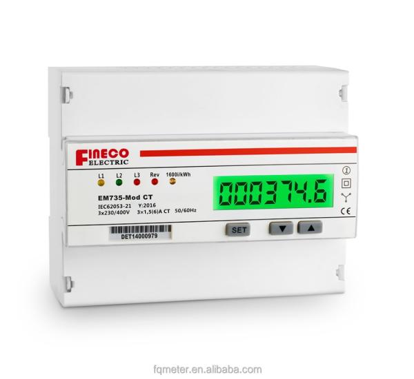 Quality Digital Only Display Type 3-Phase Smart Energy KWh Meter 1.5 6 A 3*230/400V EM735-Mod for sale