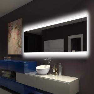 Illuminated Square LED Bathroom Mirror With Radio Backlit Lighted Vanity Mirror Wall Mount