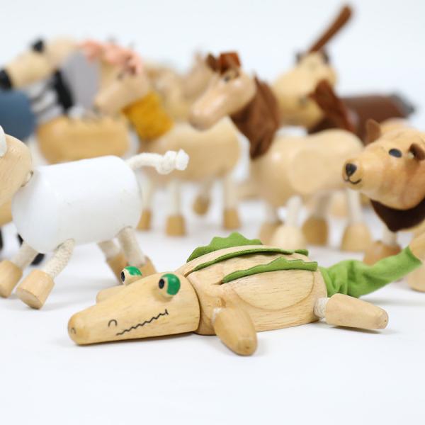 Quality Wooden Simulation Small Animal Blocks Forest Farm Animal Dolls Early Childhood Building Blocks for sale