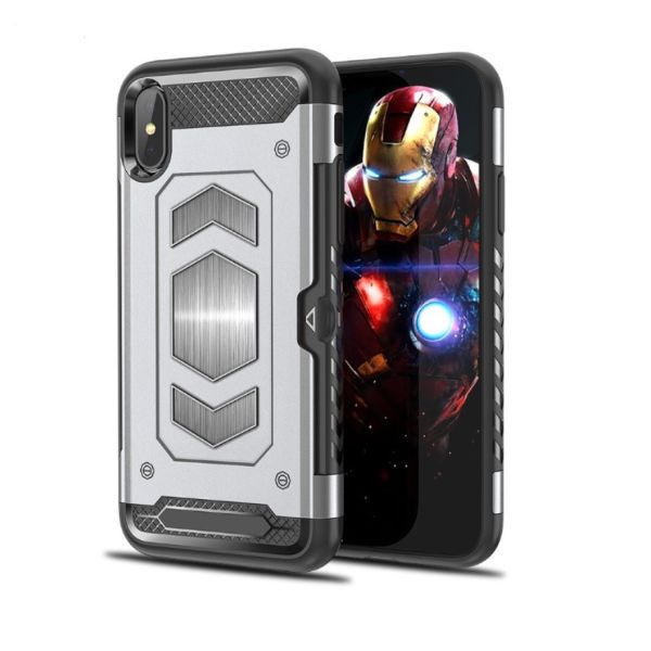 Color Black Red Armor Fitted Case with Card Pocket Magnetic Car Mount For Samsung S9 S8 PLUS NOTE9 J3 2018 J400 J7 Prime