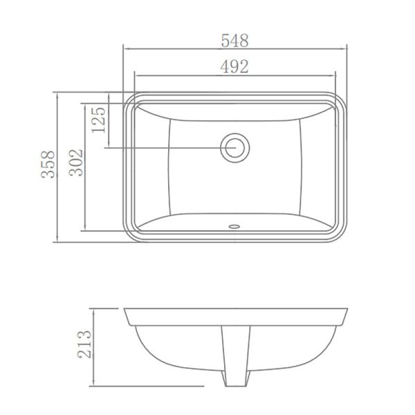 ARROW FP4623 Under Counter Basin , Porcelain Wash Basin Rectangular Shape