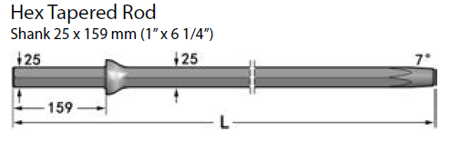 H25 Tapered Drill Rod Length 4000mm Rock Drill Rod With 7 Degree Taper End