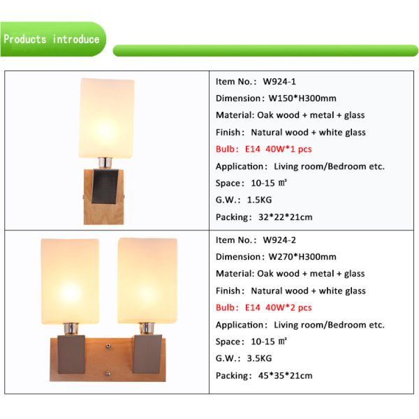 100-240v Country style wood lighting fixture natural wood wall lamp E14 40w socket