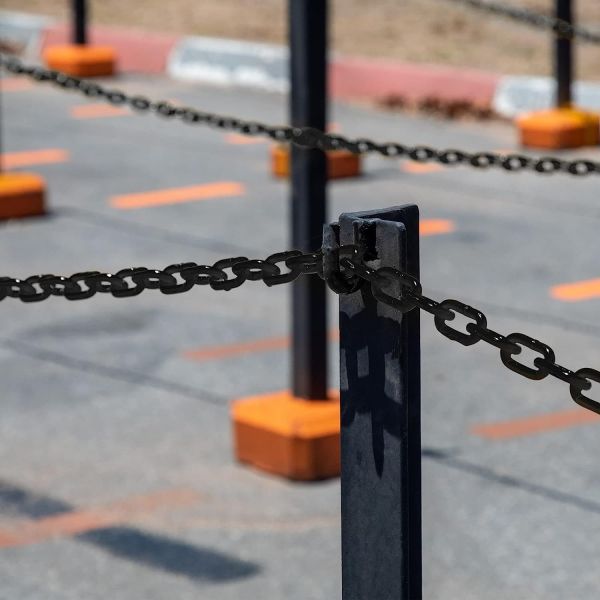 Plastic Chain Weatherproof Safety Link Barrier Chain Lightweight Safety Chain For Crowd Control Queue Line Parking Driveway Decoration (Black)