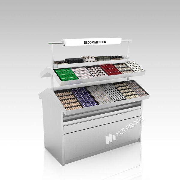 YZoS-U6 60mm Thick Soft Film Light Box Skincare Display Cabinet with Wooden Shelves