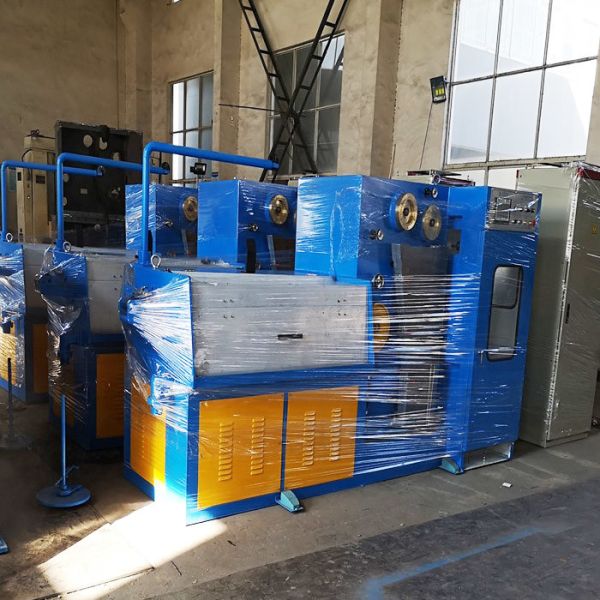PLC Copper Wire Production Line Fully Automatic Dual Reel Take Up Horizontal Wire Drawing Machine
