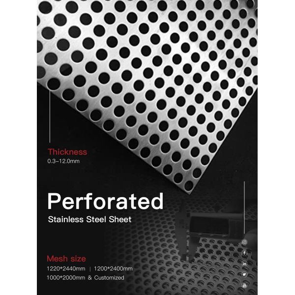 306 304 Stainless Steel Perforated Plate 0.5mm 5mm 2mm Thick Stainless Steel Sheet